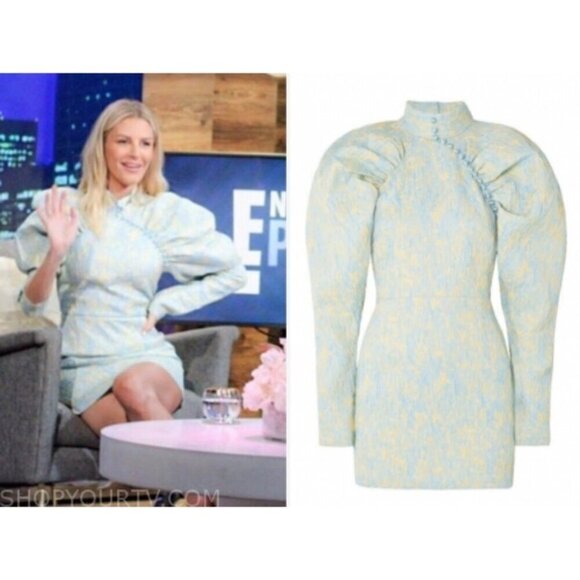 ROTATE BIRGER CHRISTENSEN Dresses & Skirts - 💕ROTATE💕 Button-Detailed Ruched Crinkled-Jacquard Mini Dress Angel Fall 8 NWOT